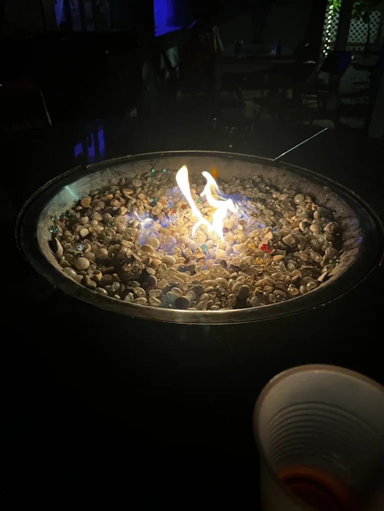 Fire pit patio at night Buster's Beer and Bait Panama City Beach FL