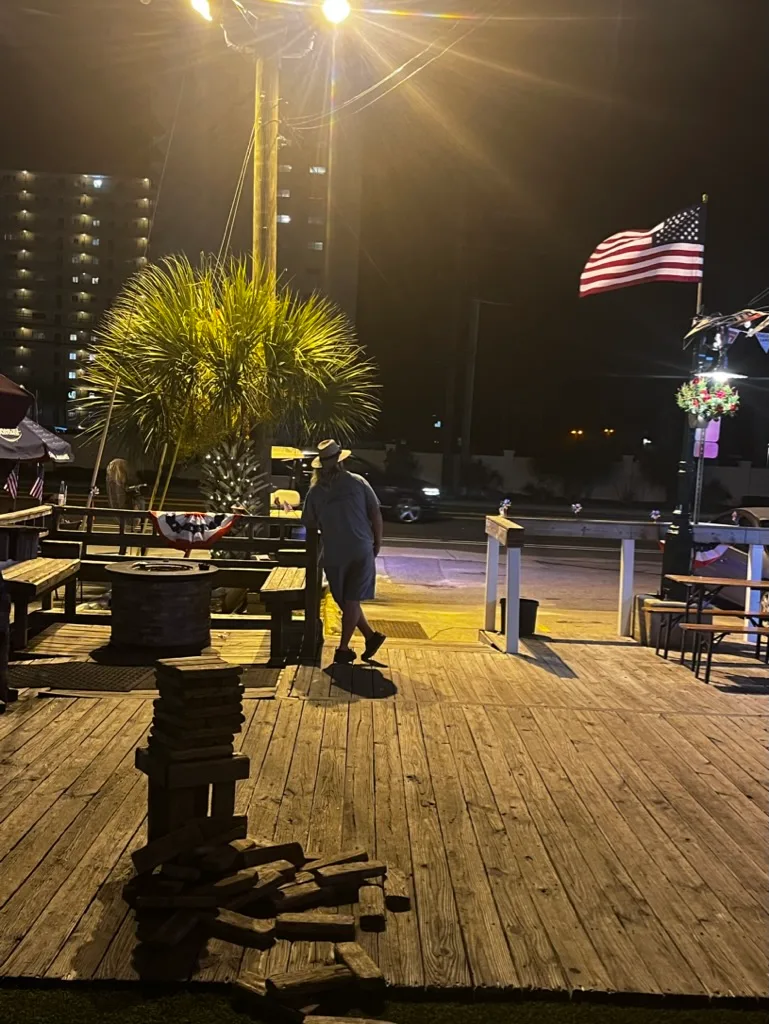 Patio at night Buster's Beer and Bait Panama City Beach FL